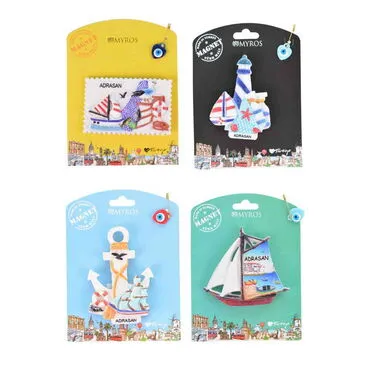 Wholesale Adrasan Themed UV Printed Carded Polyester Refrigerator Magnet - 2