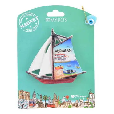Wholesale Adrasan Themed UV Printed Carded Polyester Refrigerator Magnet - 3