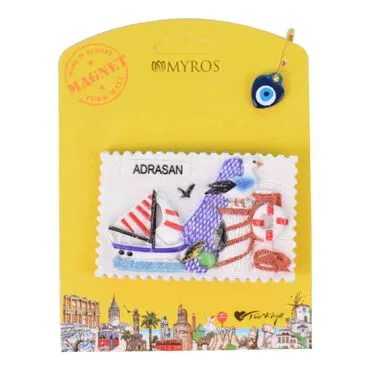 Wholesale Adrasan Themed UV Printed Carded Polyester Refrigerator Magnet - 6
