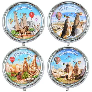 Wholesale Cappadocia Themed Myros Round Pill Box 50x15 mm - 6