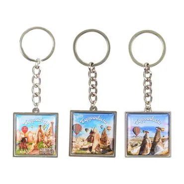 Wholesale Cappadocia Themed Myros Metal Square Keychain 36*95 mm - 3