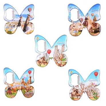 Wholesale Cappadocia Themed Myros Metal Butterfly Bottle Opener Refrigerator Magnet 70x70 mm - 3