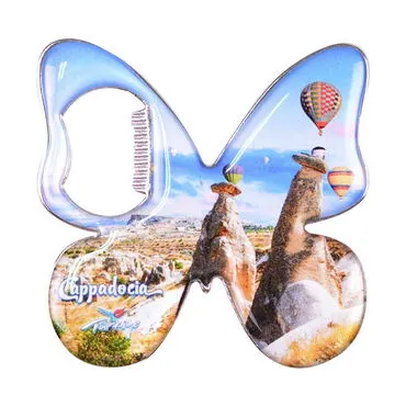 Wholesale Cappadocia Themed Myros Metal Butterfly Bottle Opener Refrigerator Magnet 70x70 mm - 4
