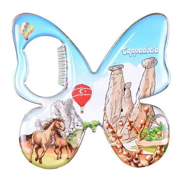 Wholesale Cappadocia Themed Myros Metal Butterfly Bottle Opener Refrigerator Magnet 70x70 mm - 5