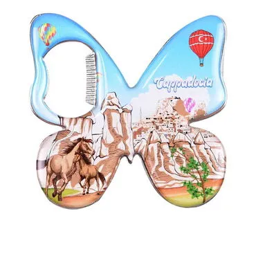 Wholesale Cappadocia Themed Myros Metal Butterfly Bottle Opener Refrigerator Magnet 70x70 mm - 6