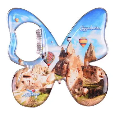 Wholesale Cappadocia Themed Myros Metal Butterfly Bottle Opener Refrigerator Magnet 70x70 mm - 8