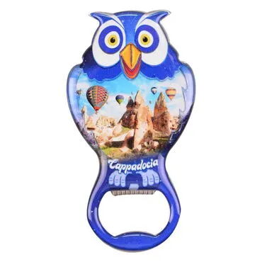 Wholesale Cappadocia Themed Myros Metal Owl Bottle Opener Refrigerator Magnet 88x47 mm - 4