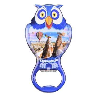 Wholesale Cappadocia Themed Myros Metal Owl Bottle Opener Refrigerator Magnet 88x47 mm - 6
