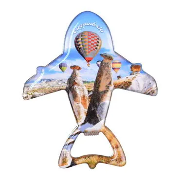 Toptan Kapadokya Temalı Myros Metal Uçak Açacak Magnet 105x89 mm - 4