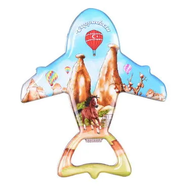Toptan Kapadokya Temalı Myros Metal Uçak Açacak Magnet 105x89 mm - 5