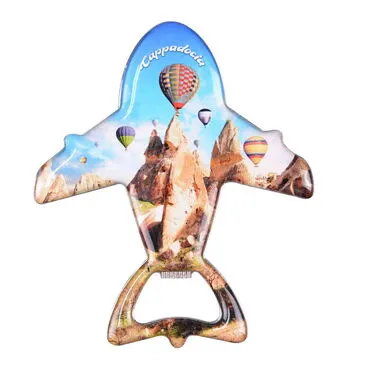 Toptan Kapadokya Temalı Myros Metal Uçak Açacak Magnet 105x89 mm - 6
