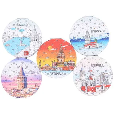 Wholesale Istanbul Themed Myros Round Customized PU Mirror 72x11 mm - 4