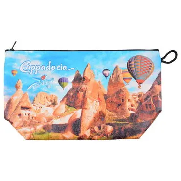 Wholesale Kapadokya Themed Myros Large Pleated Makeup Bag 160x270x80 mm - 4