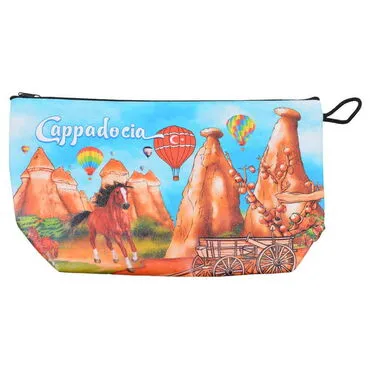 Wholesale Kapadokya Themed Myros Large Pleated Makeup Bag 160x270x80 mm - 5
