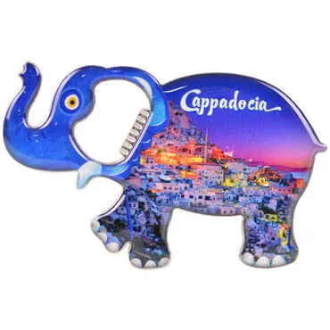 Wholesale Cappadocia Themed Myros Metal Elephant Bottle Opener Refrigerator Magnet 98x61 mm