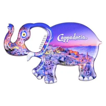 Wholesale Cappadocia Themed Myros Metal Elephant Bottle Opener Refrigerator Magnet 98x61 mm - 6