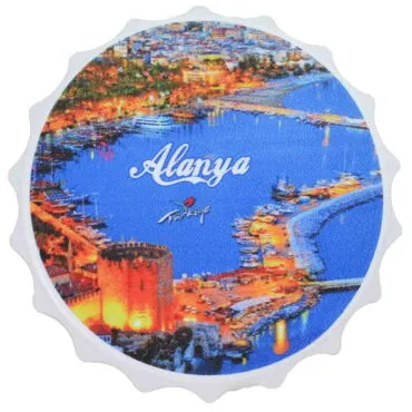 Alanya Themed Customised Uv Printed Bottle Cap Shaped Plastic Base  Bottle Opener  63x15 mm - 4