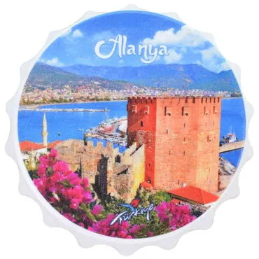 Alanya Themed Customised Uv Printed Bottle Cap Shaped Plastic Base  Bottle Opener  63x15 mm - 7