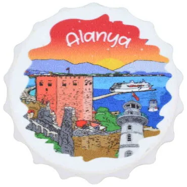 Alanya Themed Customised Uv Printed Bottle Cap Shaped Plastic Base  Bottle Opener  63x15 mm - 8