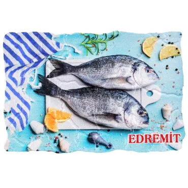 Edremit Themed Customised UV Printed Plastic Base Mosaic Pattern Rectangle Fridge Magnet 80x50 mm - 7