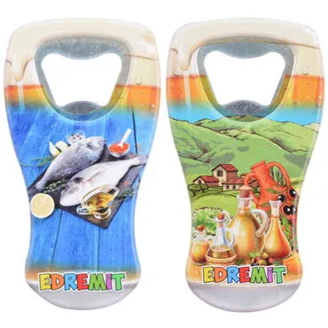 Edremit Themed Customised UV Printed Beer Glass Shape Plastic Base Bottle Opener 52x97 mm - 2