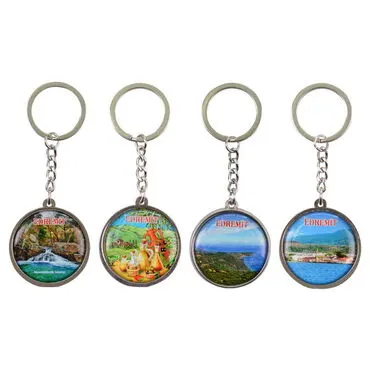 Edremit Themed Metal Double Face Round Keychain 40x95 mm - 3