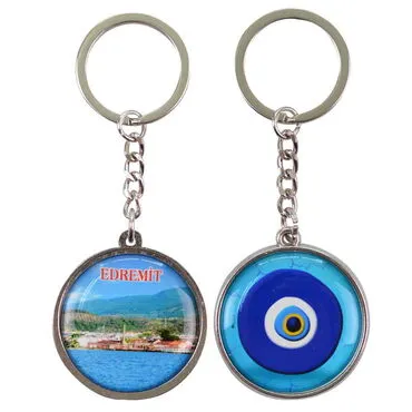 Edremit Themed Metal Double Face Round Keychain 40x95 mm - 7