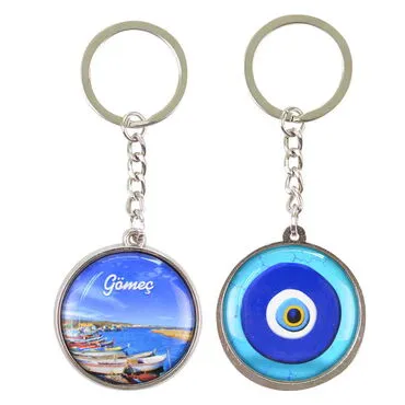 Gomec Themed Metal Double Face Round Keychain 40x95 mm - 6