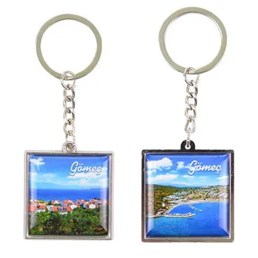 Gomec Themed Metal Square Shaped Double Face Keychain 36x95 mm - 3