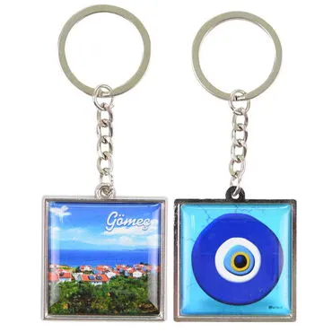 Gomec Themed Metal Square Shaped Double Face Keychain 36x95 mm - 4