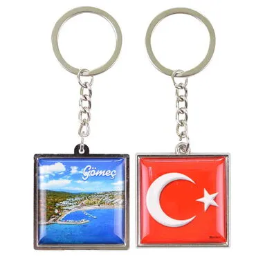 Gomec Themed Metal Square Shaped Double Face Keychain 36x95 mm - 5