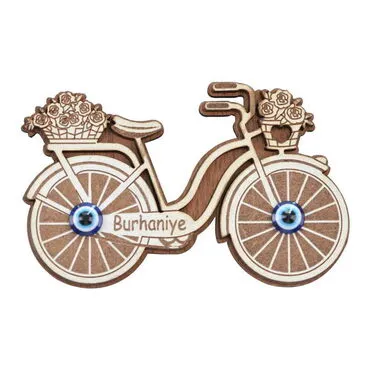 Burhaniye Themed Wooden Engraved Souvenir Fridge Magnet - 8