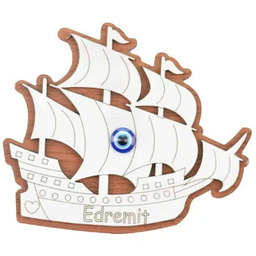 Edremit Themed Wooden Engraved Souvenir Fridge Magnet - 4