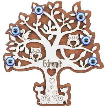 Edremit Themed Wooden Engraved Souvenir Fridge Magnet - 6