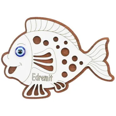 Edremit Themed Wooden Engraved Souvenir Fridge Magnet - 7