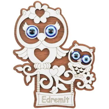 Edremit Themed Wooden Engraved Souvenir Fridge Magnet - 8