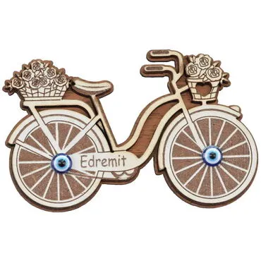 Edremit Themed Wooden Engraved Souvenir Fridge Magnet - 10