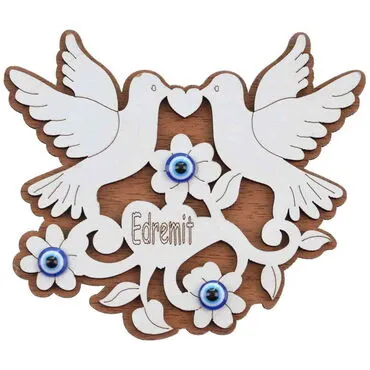 Edremit Themed Wooden Engraved Souvenir Fridge Magnet - 11