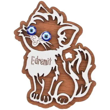Edremit Themed Wooden Engraved Souvenir Fridge Magnet - 12