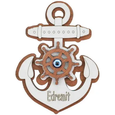 Edremit Themed Wooden Engraved Souvenir Fridge Magnet - 13
