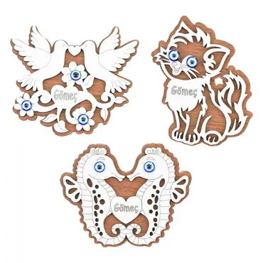 Gomec Themed Wooden Engraved Souvenir Fridge Magnet - 3