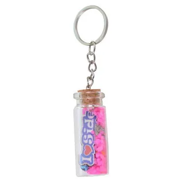 Side Themed Collectible Glass Bottle Shape Keychain - 5
