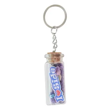 Side Themed Collectible Glass Bottle Shape Keychain - 12
