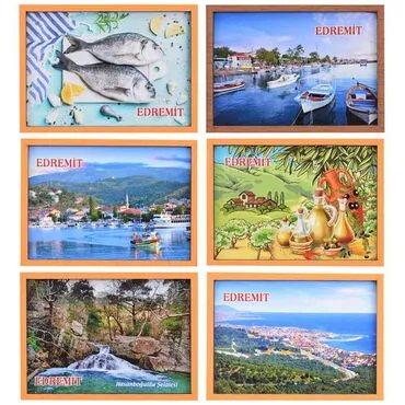 Edremit Themed Wooden Cute Animals Souvenşr Fridge Magnet Serie C 90x120 mm - 3