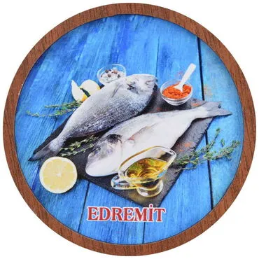 Edremit Themed Wooden Cute Animals Souvenşr Fridge Magnet Serie C 90x120 mm - 12