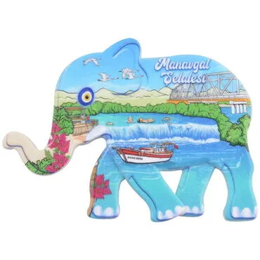 Manavgat Themed Customised UV Printed Plastic Base Elephant Shaped  Fridge Magnet 86x62 mm