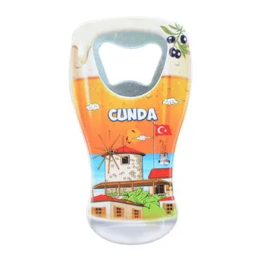 Cunda Themed Customised UV Printed Beer Glass Shape Plastic Base Bottle Opener 52x97 mm