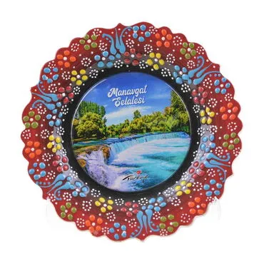 Manavgat Themed Turkish Ceramic Plate With Epoxy 18 Cm