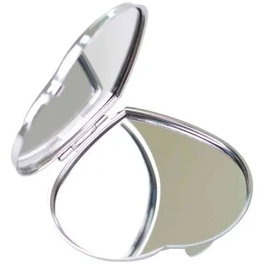 Manavgat Themed Customised Metal Epoxy Travel Make Up Compact Heart Shaped Mirror 70x65x8 mm - 2