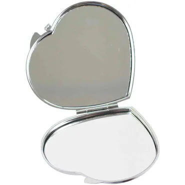 Manavgat Themed Customised Metal Epoxy Travel Make Up Compact Heart Shaped Mirror 70x65x8 mm - 3